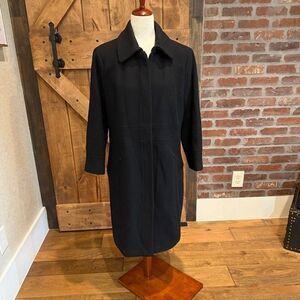 Calvin Klein Black Wool Blend Coat | Women’s 12 | Classic Preppy Academia